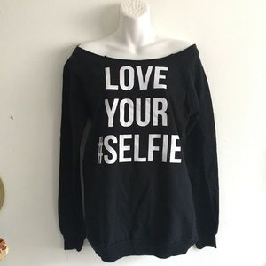 *3 for $20* Love your selfie Off The Shoulder Crew